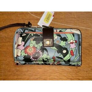 SAKROOTS Large Smart Phone Wristlet, Wallet, Cross Body -Floral AOP -Zip Around